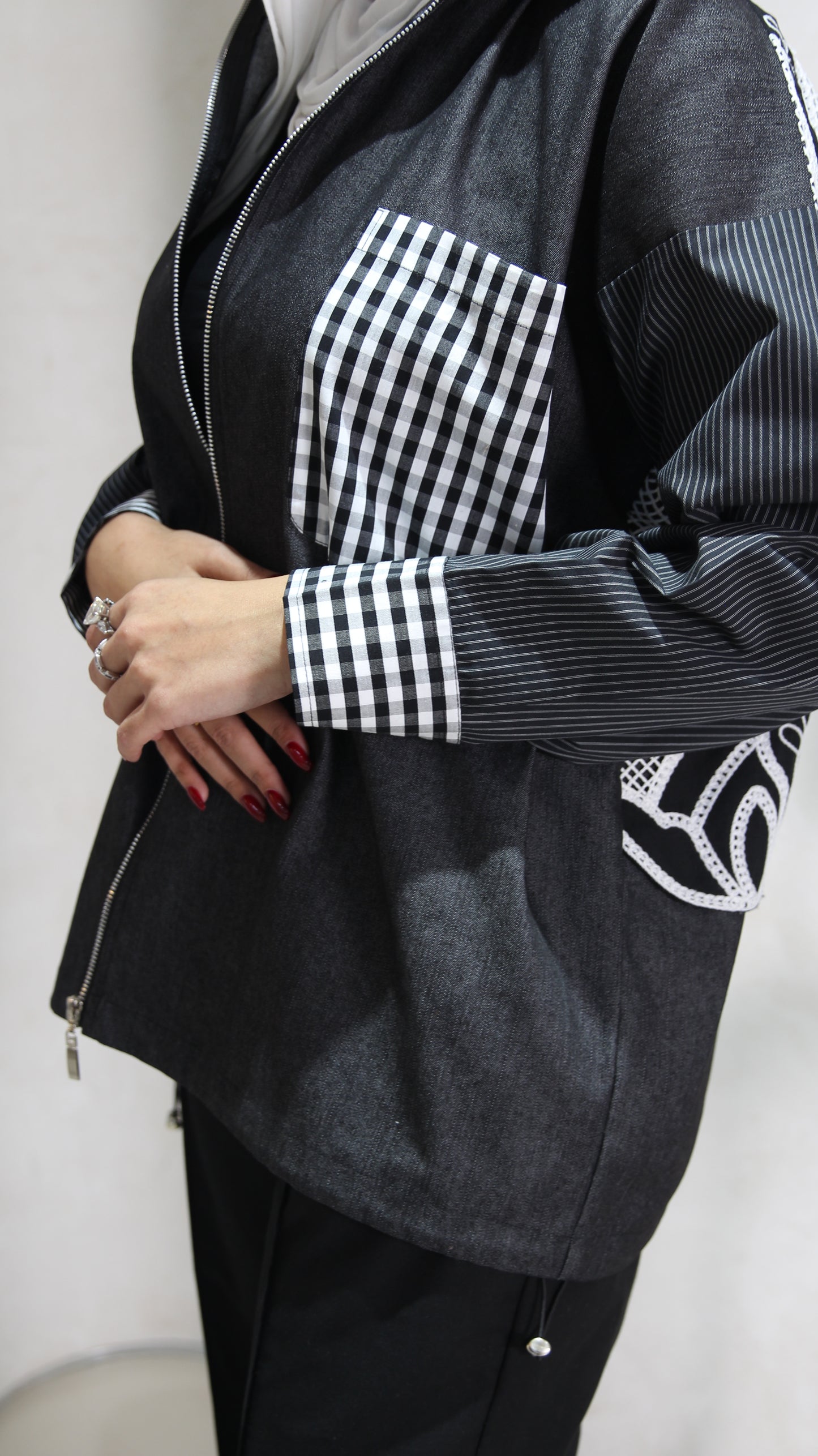 Black and white denim