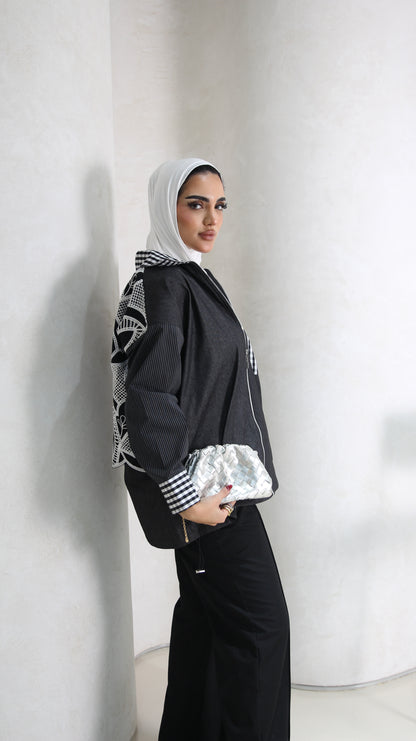 Black and white denim