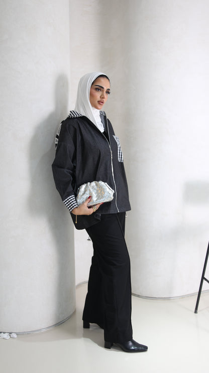 Black and white denim