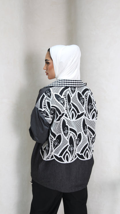 Black and white denim