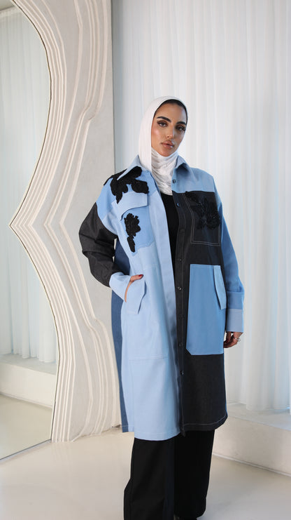 Multi color denim jacket